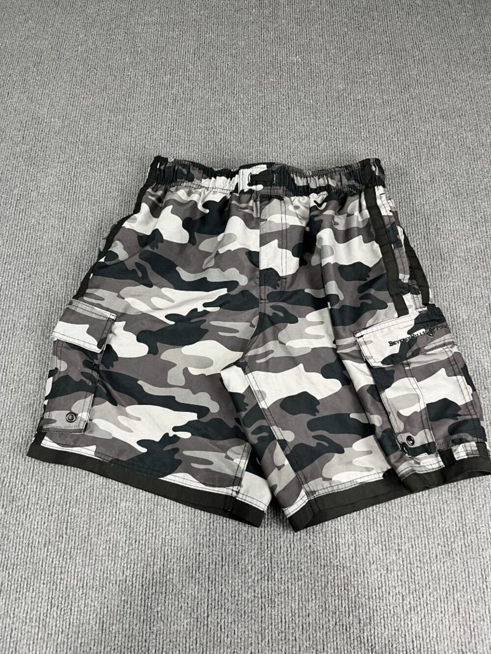 Beverly Hills Polo Club Mens Gray Camouflage Swim Trunks M
